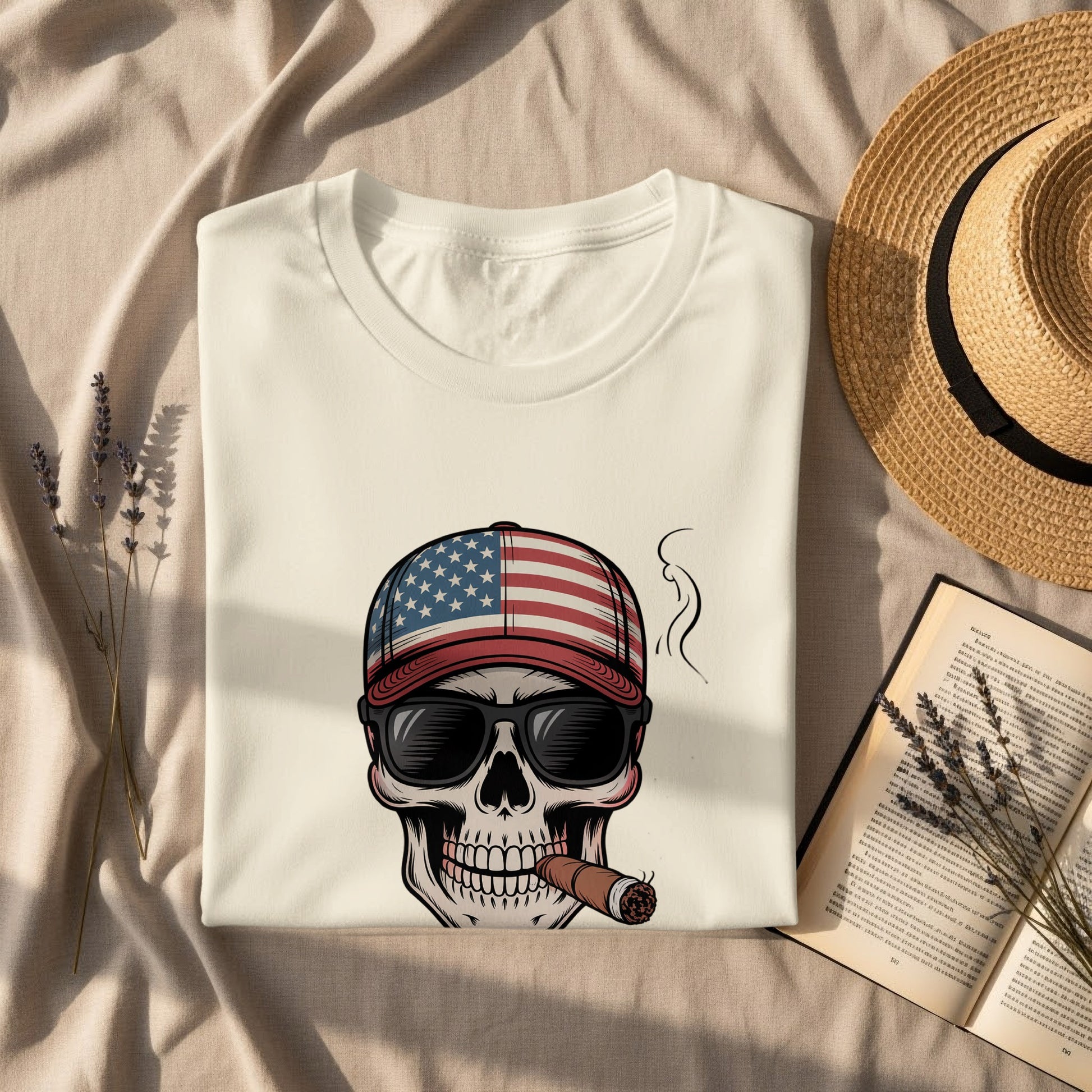 Patriotic Skull with American Cap Graphic T-Shirt product