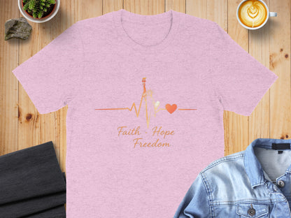 Faith Hope Freedom Graphic Heartbeat T-Shirt Product