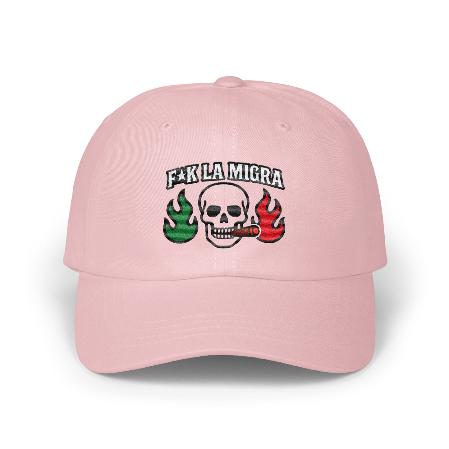 F*ck La Migra Skull and Flames Embroidered Hat product type
