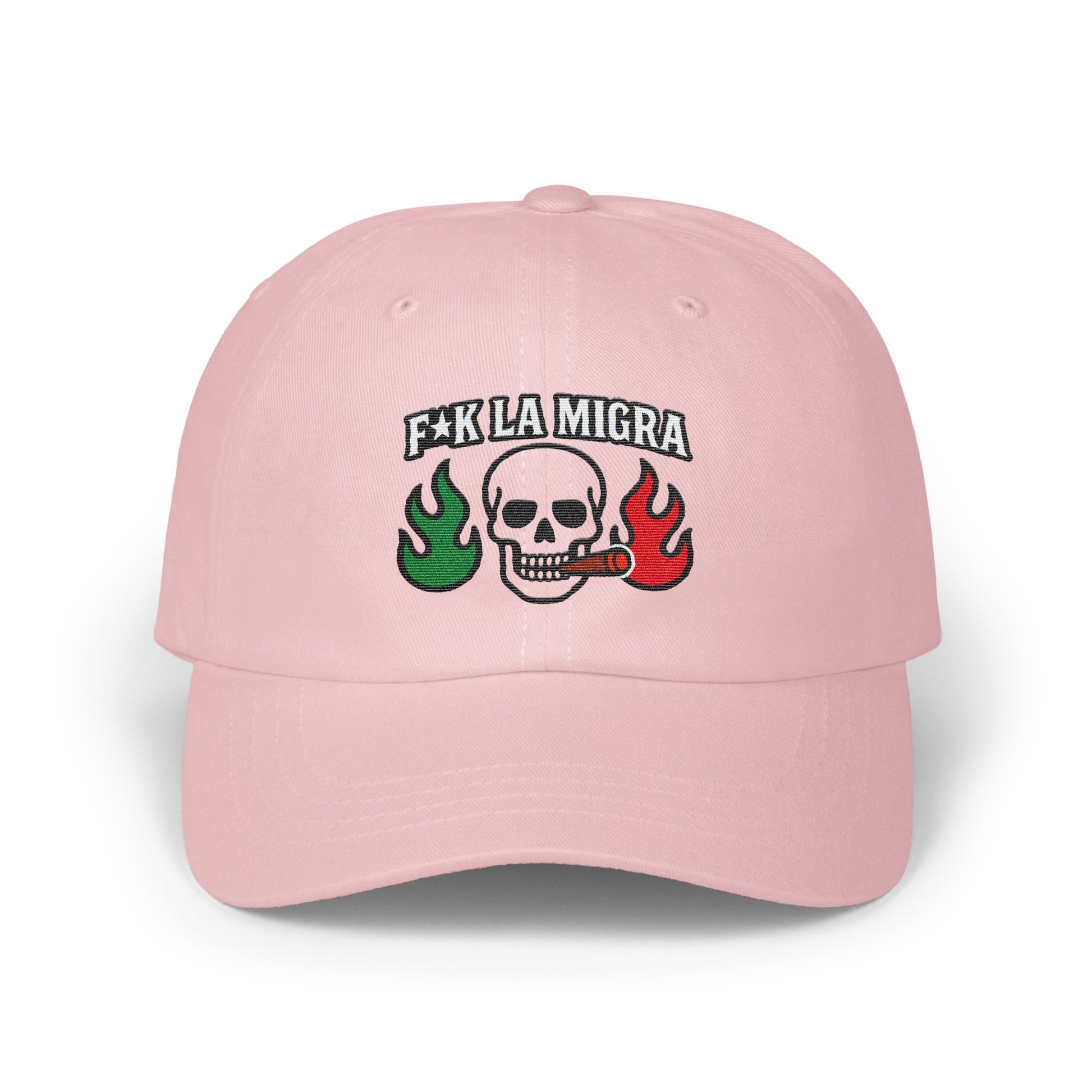 F*ck La Migra Skull and Flames Embroidered Hat product type