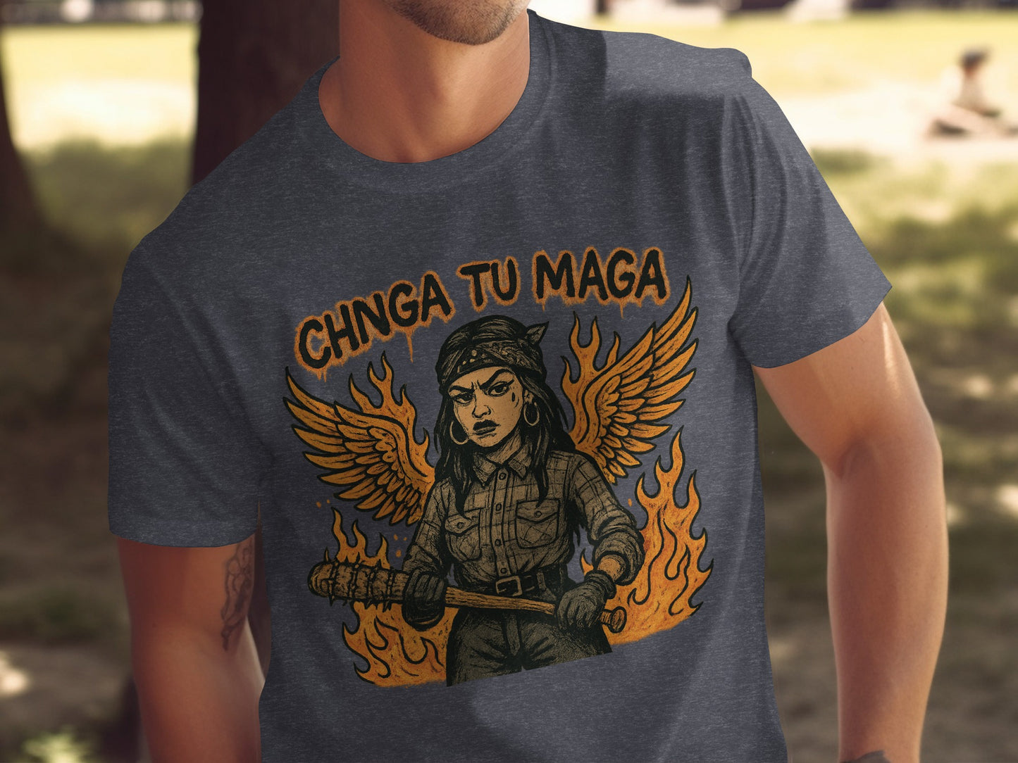 Chinga Tu Maga Graphic Tee with Bold Design product type