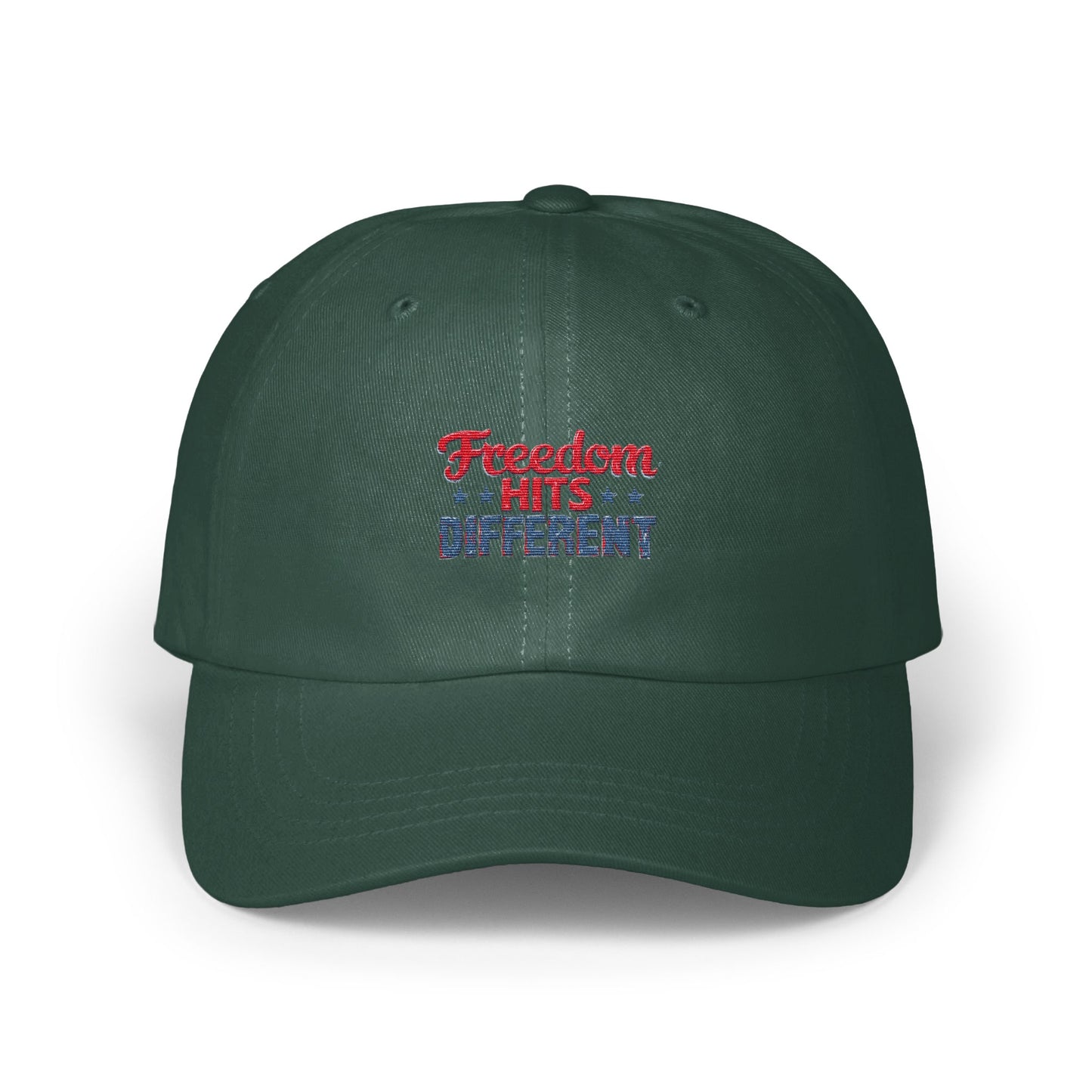 Freedom Hits Different Custom Embroidered Cap product type
