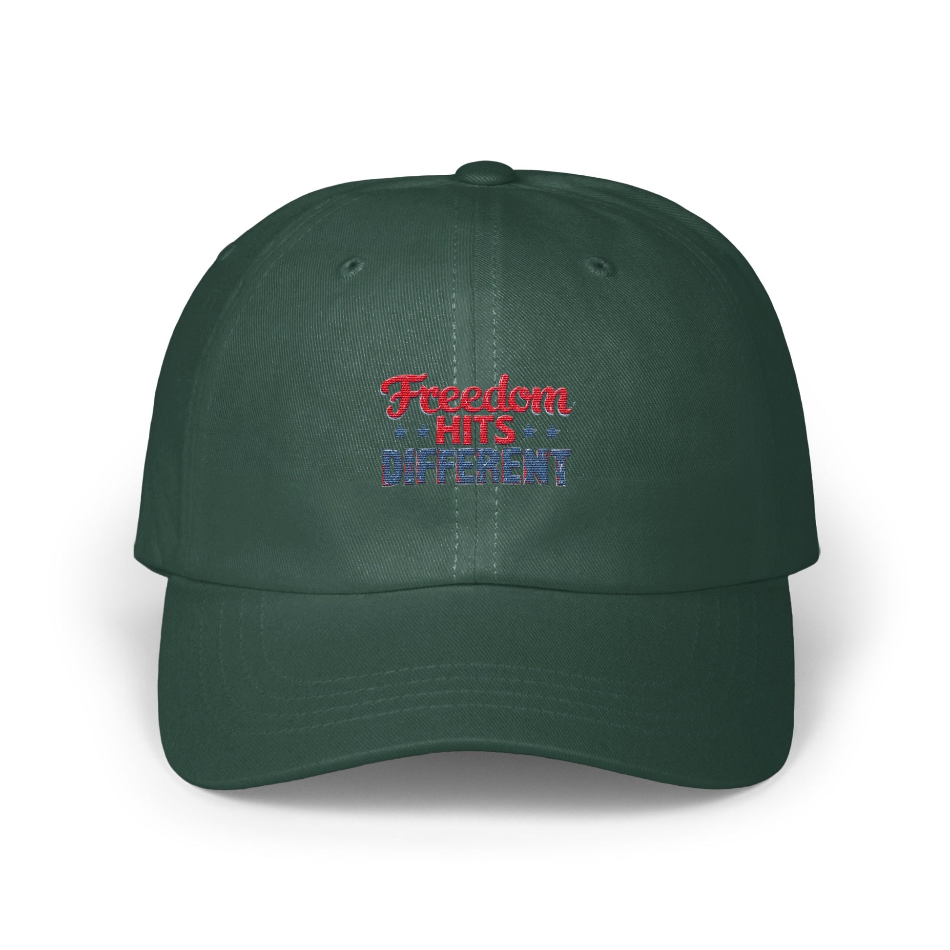 Freedom Hits Different Custom Embroidered Cap product type