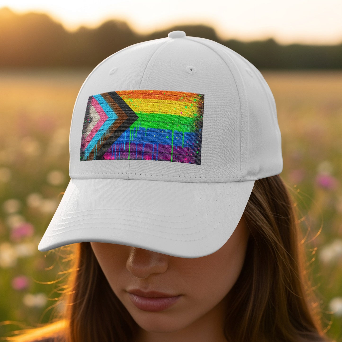 Vibrant Rainbow Arrow Design Embroidered Hat product