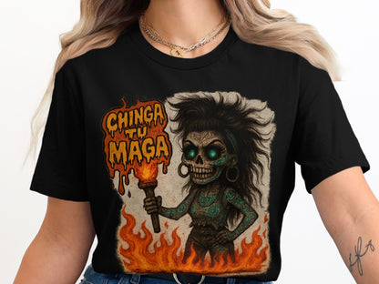 Chinga Tu Maga Skull Character Graphic Tee product