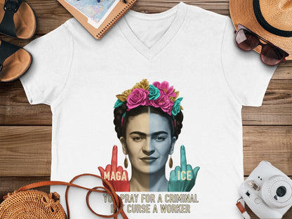 V-Neck T-Shirt with Unique Dual Tone Graphic Design