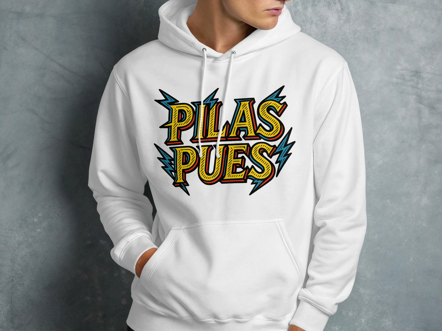 PILAS PUES Graphic Hoodie Colorful Lightning product