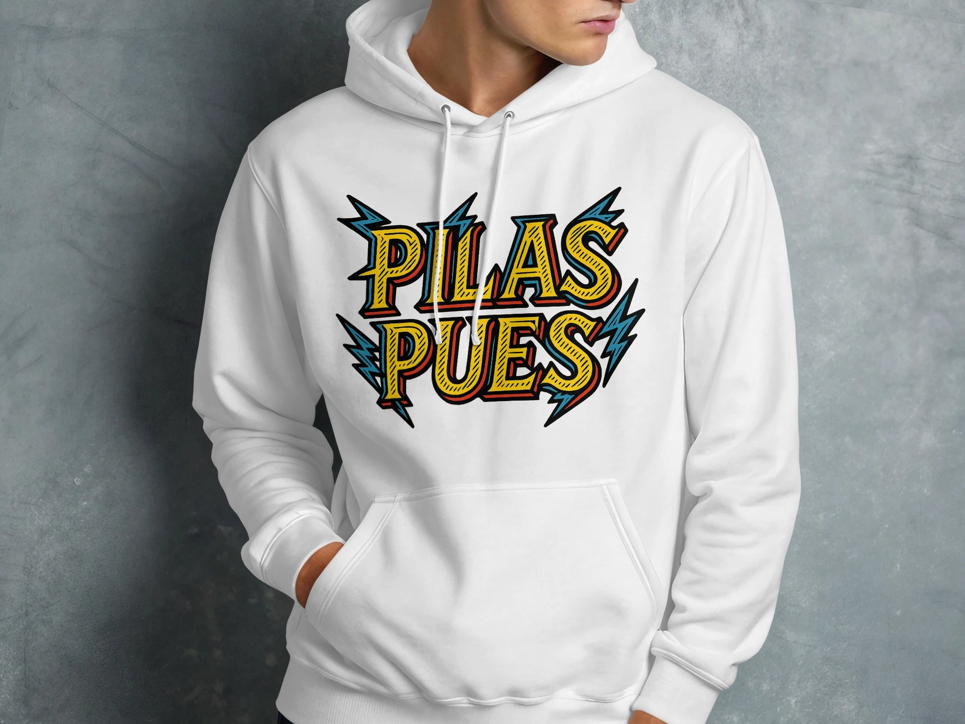 PILAS PUES Graphic Hoodie Colorful Lightning product
