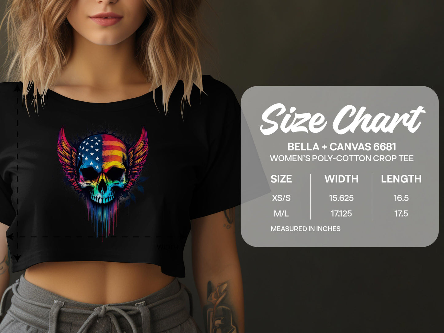 American Flag Skull Wing Graphic Women Crop Tee product