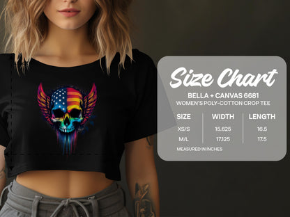 American Flag Skull Wing Graphic Women Crop Tee product