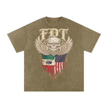 FDT Anti trump vintage style tee, great quality |Snow Washed Oversized Cotton T-Shirt