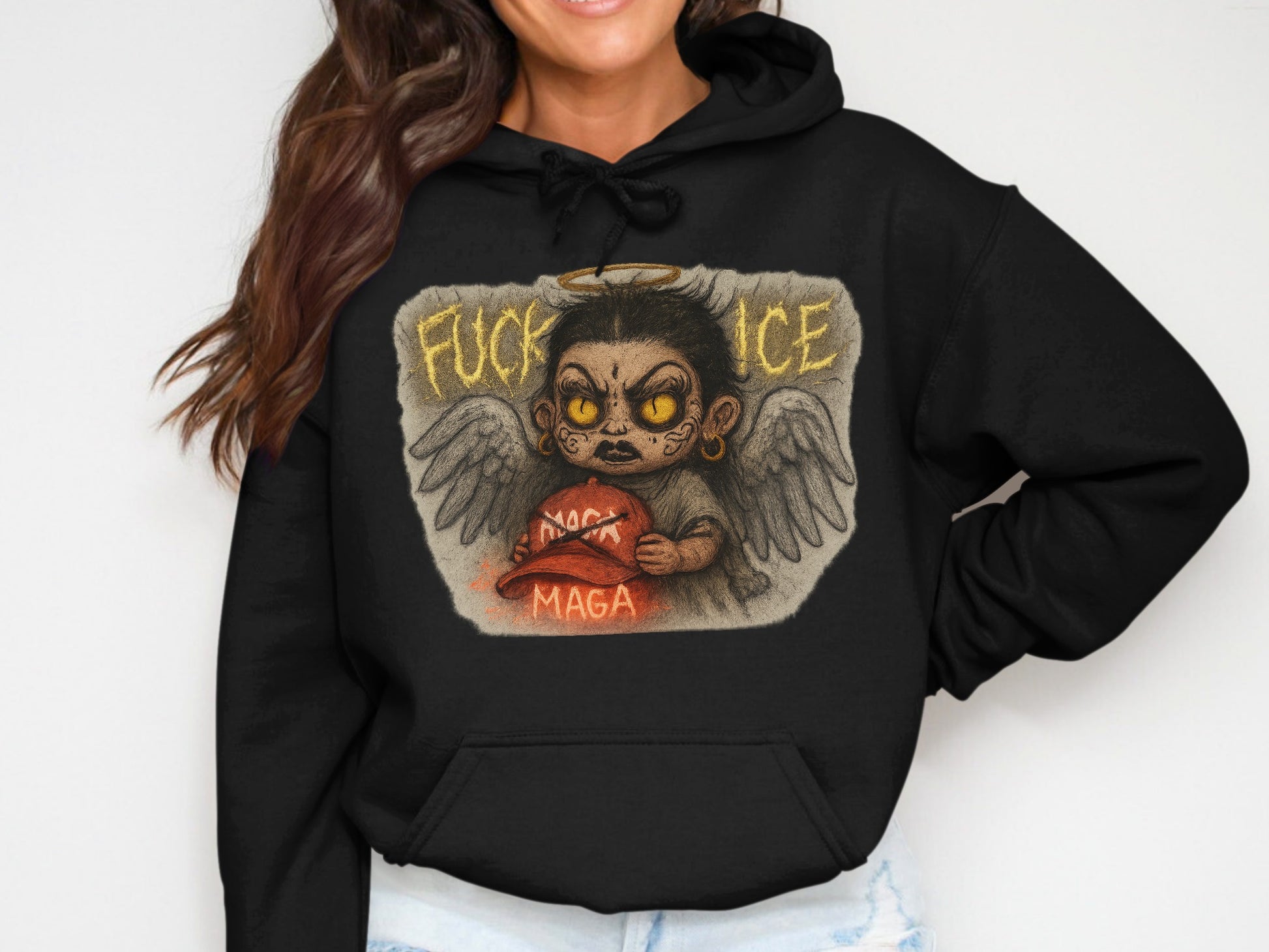 Fuck Ice MAGA Angel Graphic Hoodie product