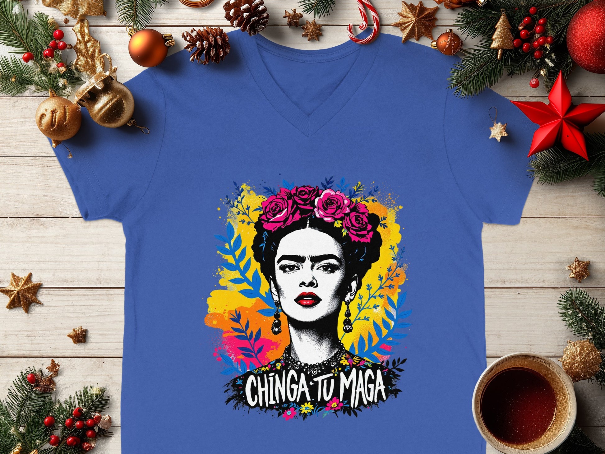 Colorful Artistic Design Chinga Tu Maga Statement Shirt