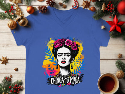 Colorful Artistic Design Chinga Tu Maga Statement Shirt