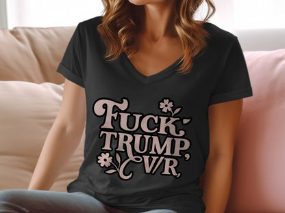 Fuck Trump VIR Printed Shirt with Floral Design