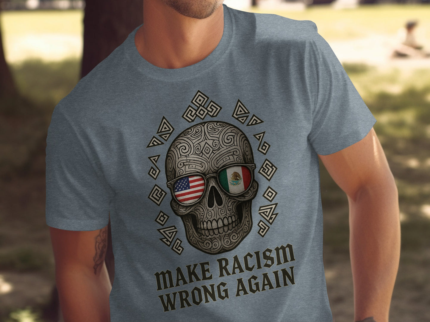 Make Racism Wrong Again Skull Design T-Shirt