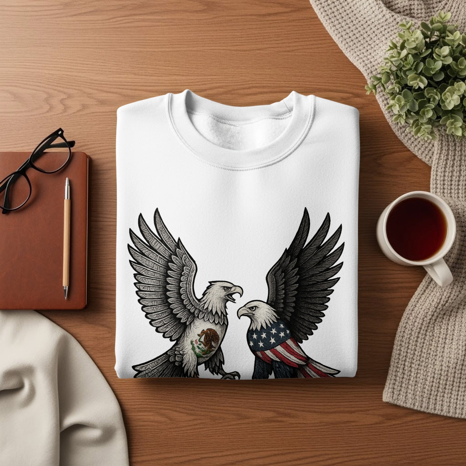 USA and Mexico Eagles Graphic Design Sweatshirt