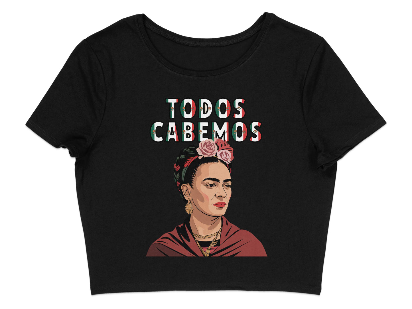 TODOS CABEMOS Print on Black Women's Crop Top product