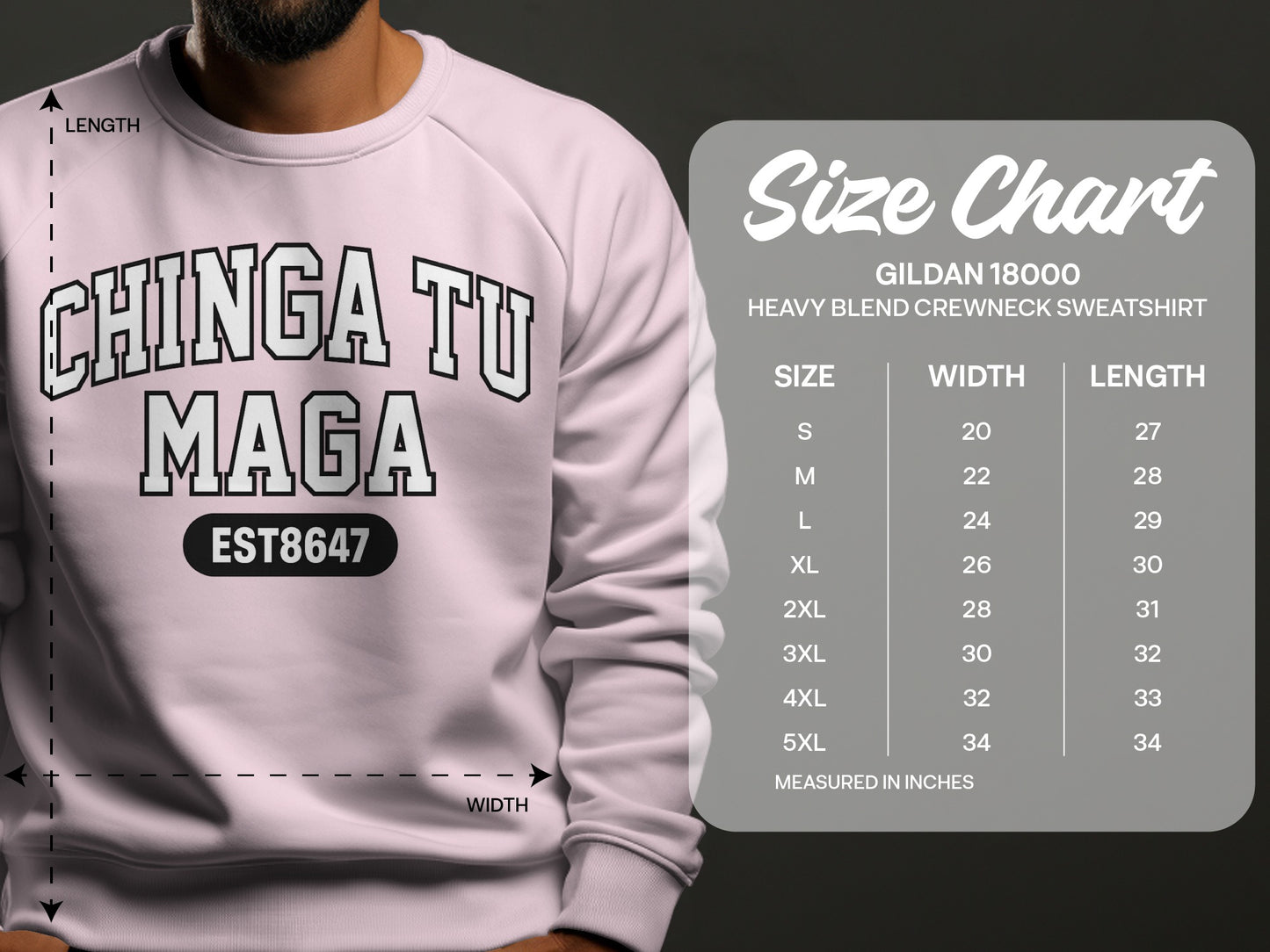 Chinga Tu Maga Est8647 Sweatshirt Gildan 18000