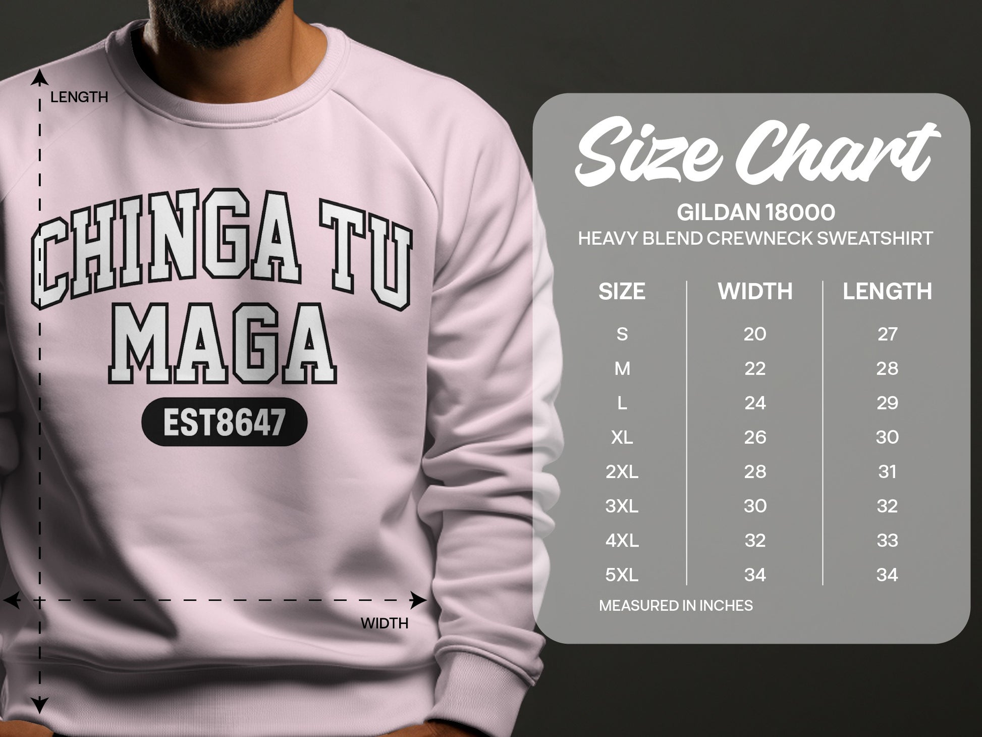 Chinga Tu Maga Est8647 Sweatshirt Gildan 18000