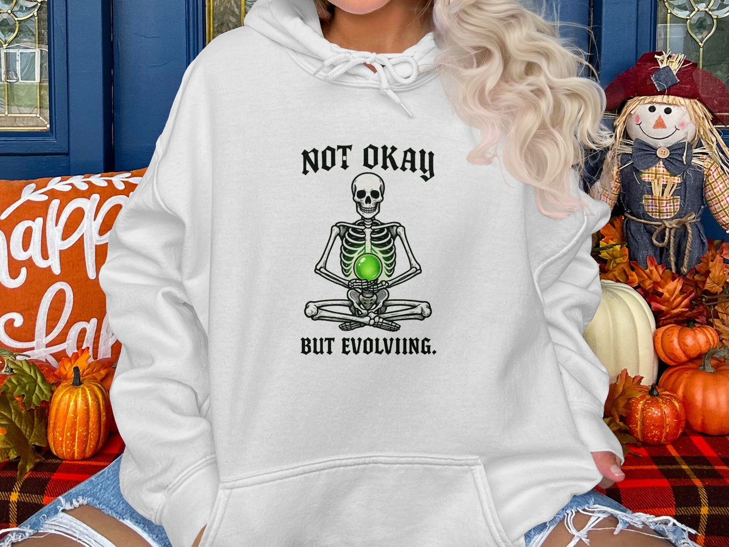Not Okay But Evolving Skeleton Hoodie product