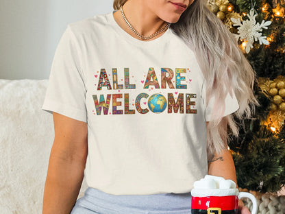All Are Welcome Inclusive Graphic T-Shirt