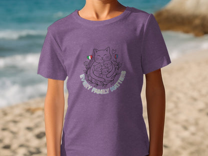 Every Family Matters Purple Cat Graphic T-Shirt