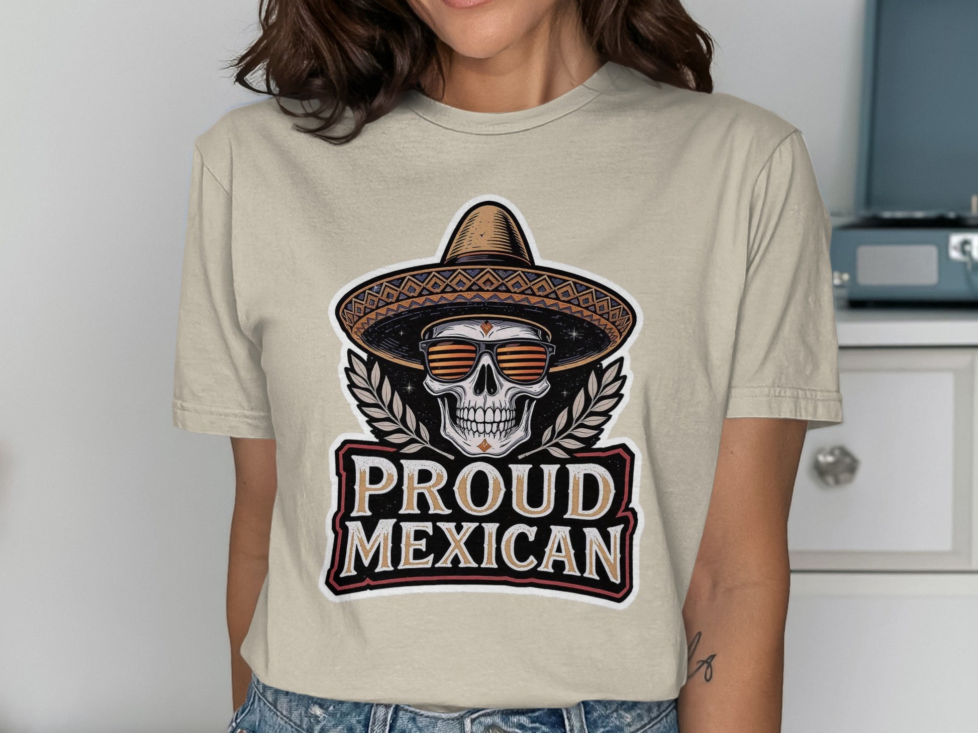 Proud Mexican Skull Wearing Hat Graphic T-Shirt product