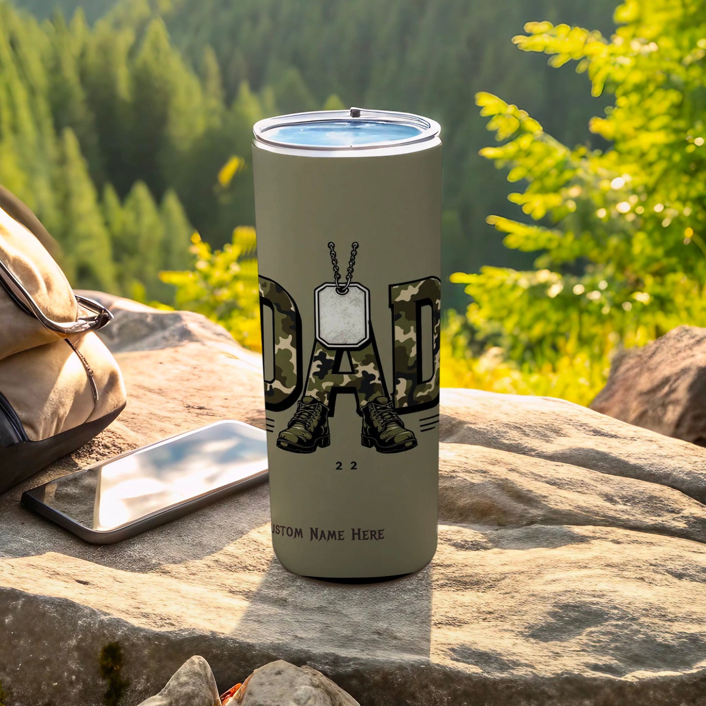 Custom Dad Camo Tumbler with Military Boots Product