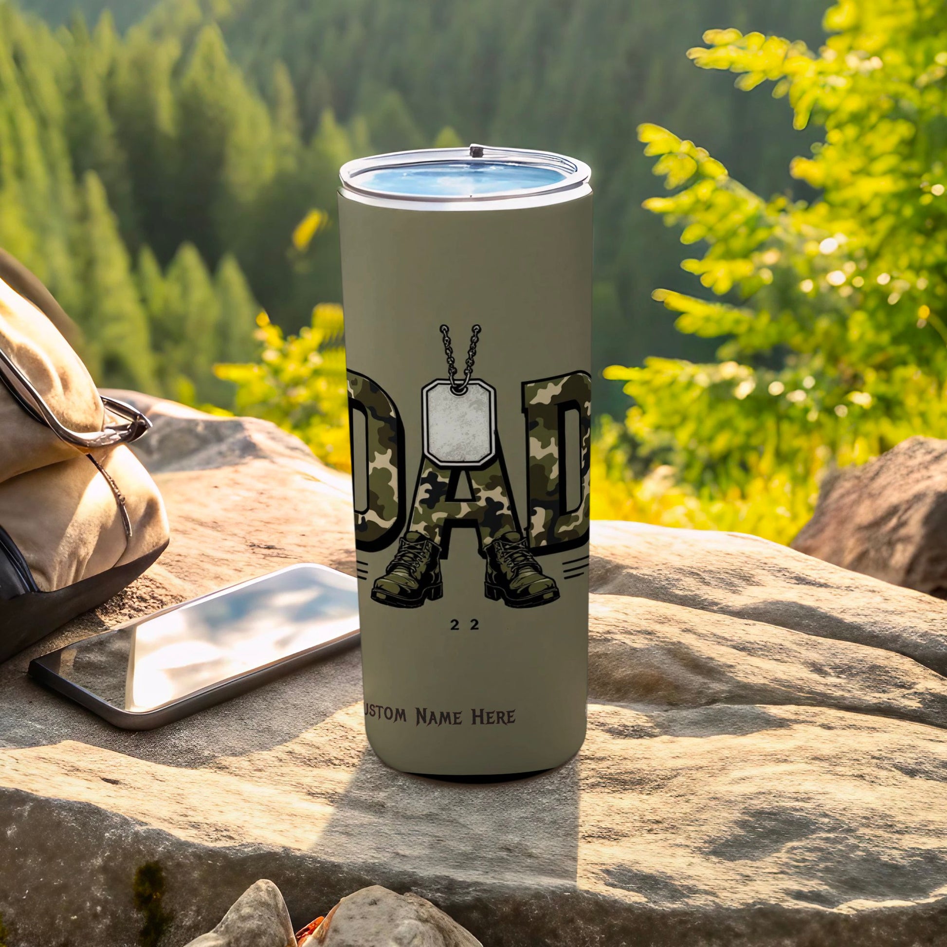 Custom Dad Camo Tumbler with Military Boots Product