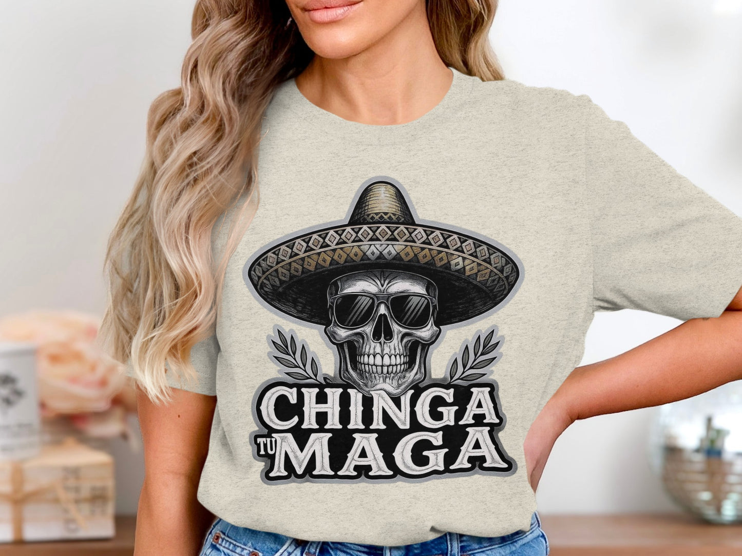 Chinga Tu Maga Sombrero Skull Graphic Tee product