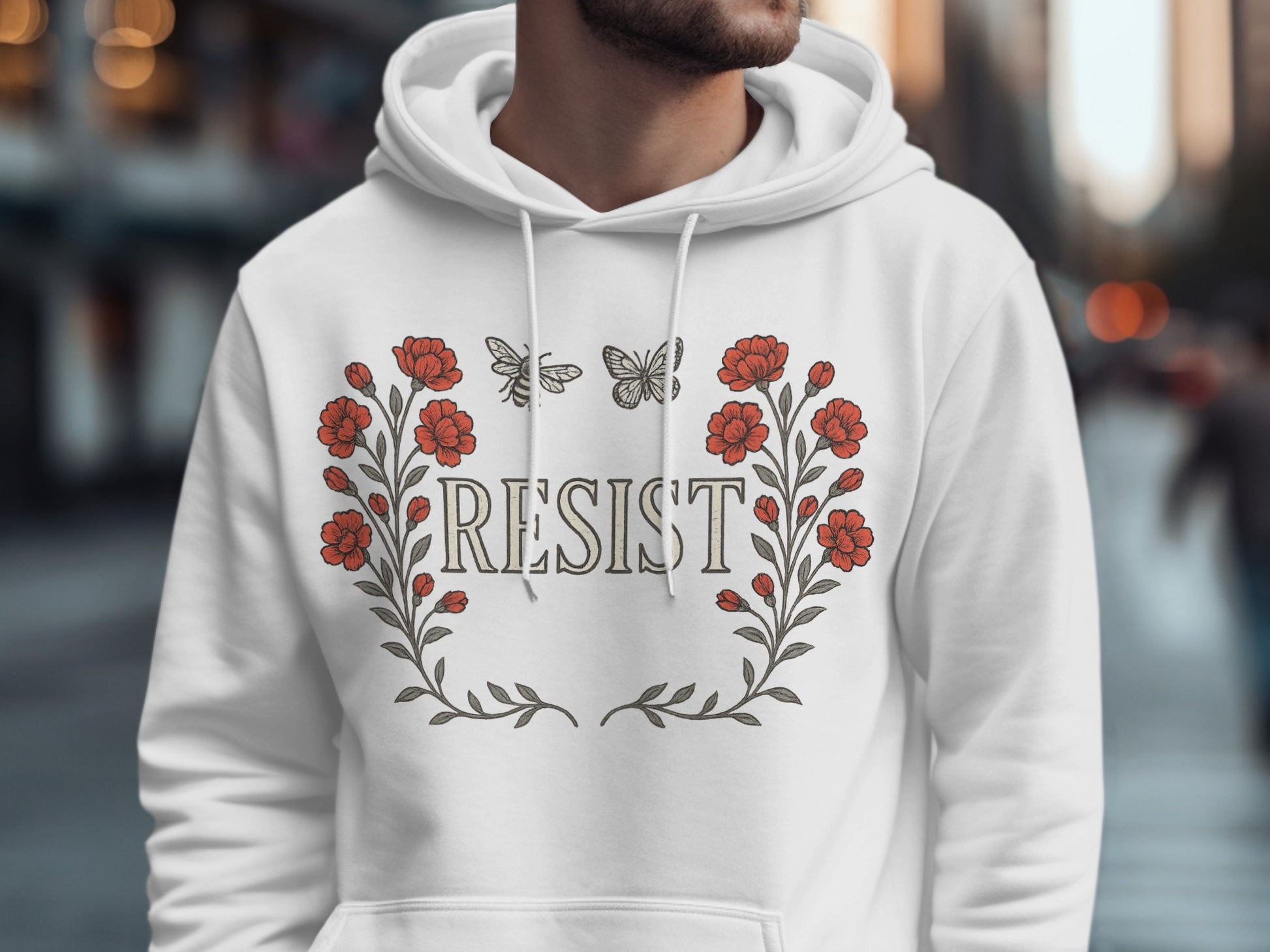 Resist Floral Butterfly Design Hoodie product