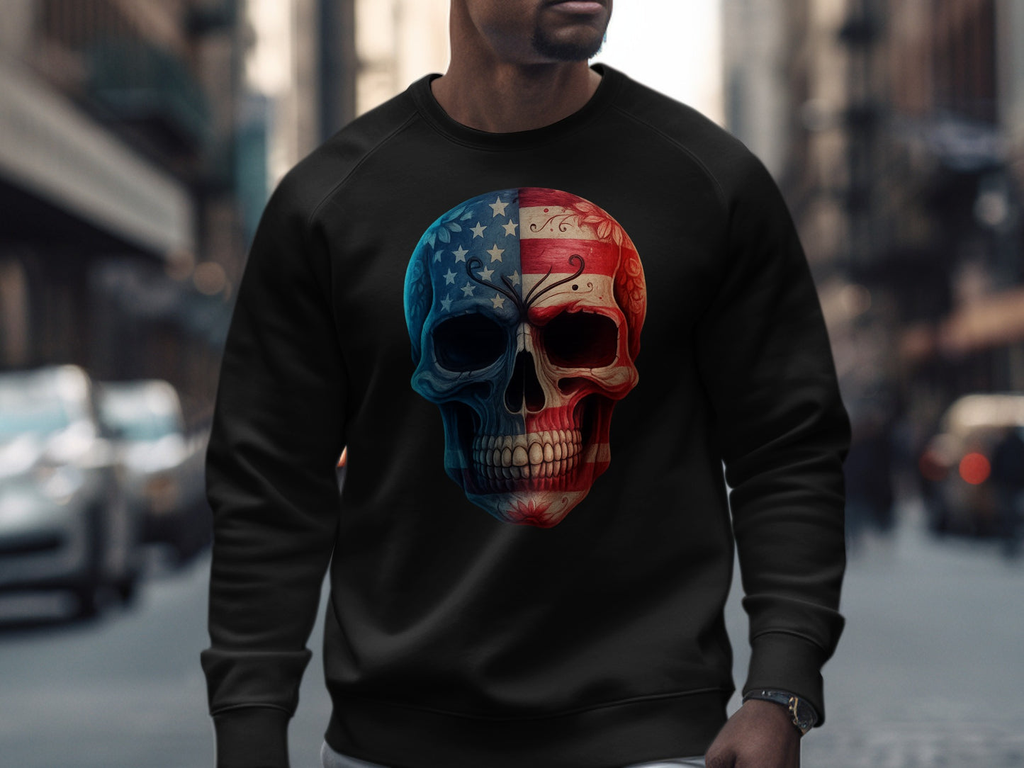 Patriotic Skull Graphic Black Sweatshirt product type