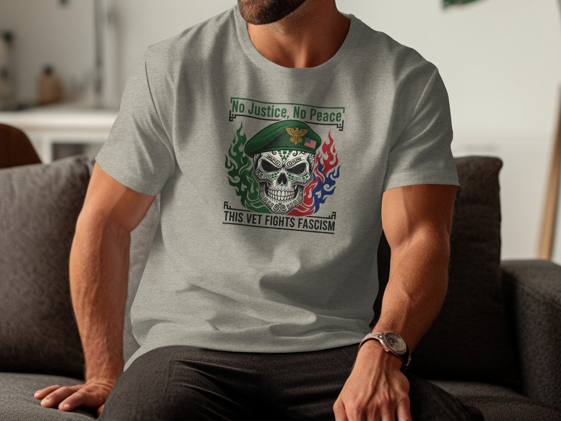 No Justice No Peace Vet Fights Fascism Tshirt