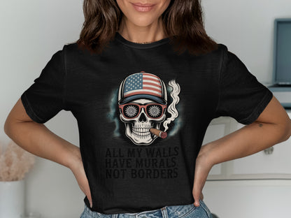 Patriotic Skull with Cigar Graphic T-Shirt product