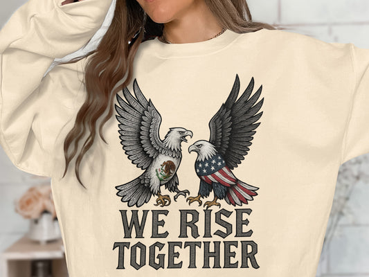 We Rise Together Eagles Print on Casual Outfit