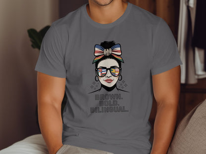 Brown Bold Bilingual Graphic Unisex Tee Shirt product