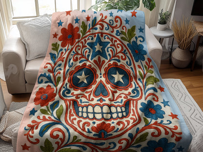 Vibrant Day of the Dead Skull Design Blanket product