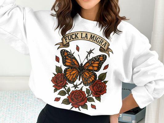 Butterfly and Roses Fuck La Migra Sweatshirt product type