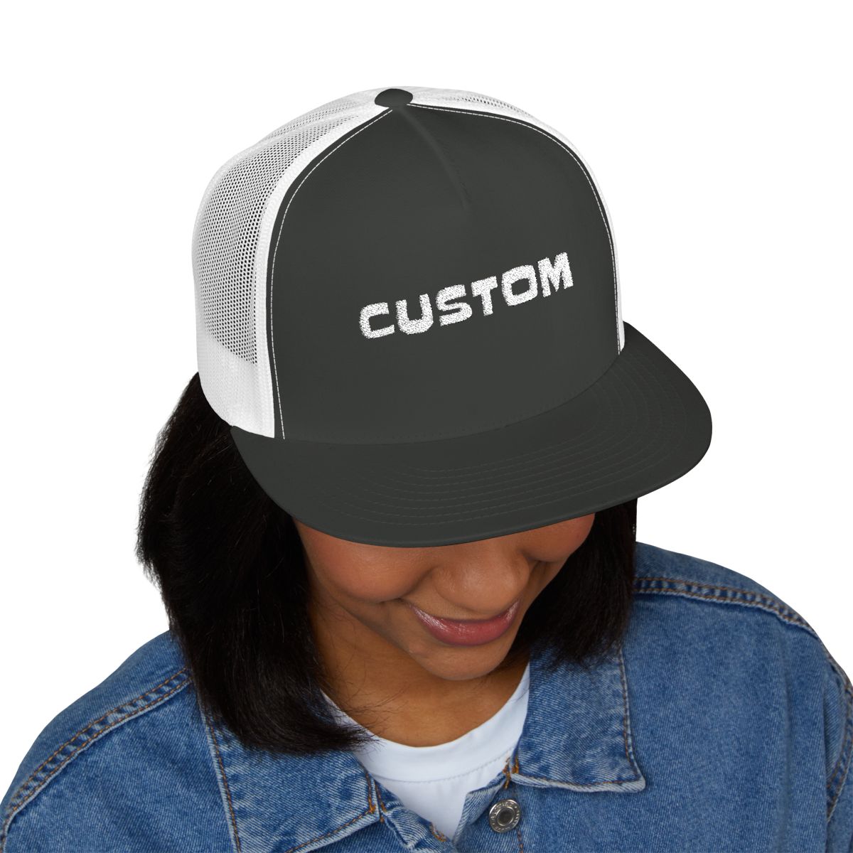 Custom Text Hat 5 Panel Trucker Cap (Embroidery)