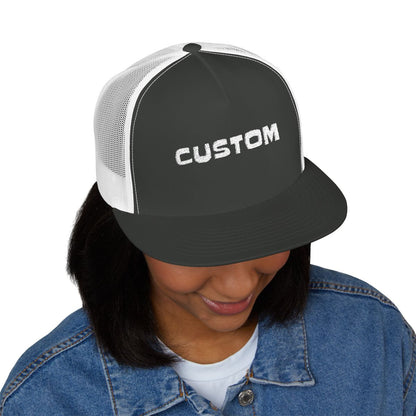 Custom Text Hat 5 Panel Trucker Cap (Embroidery)