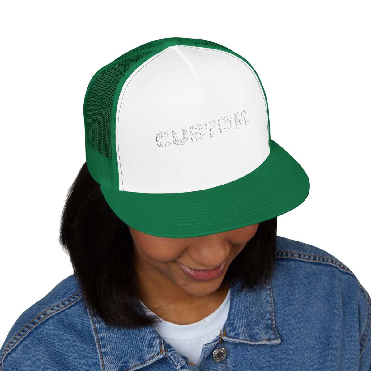 Custom Text Hat 5 Panel Trucker Cap (Embroidery)