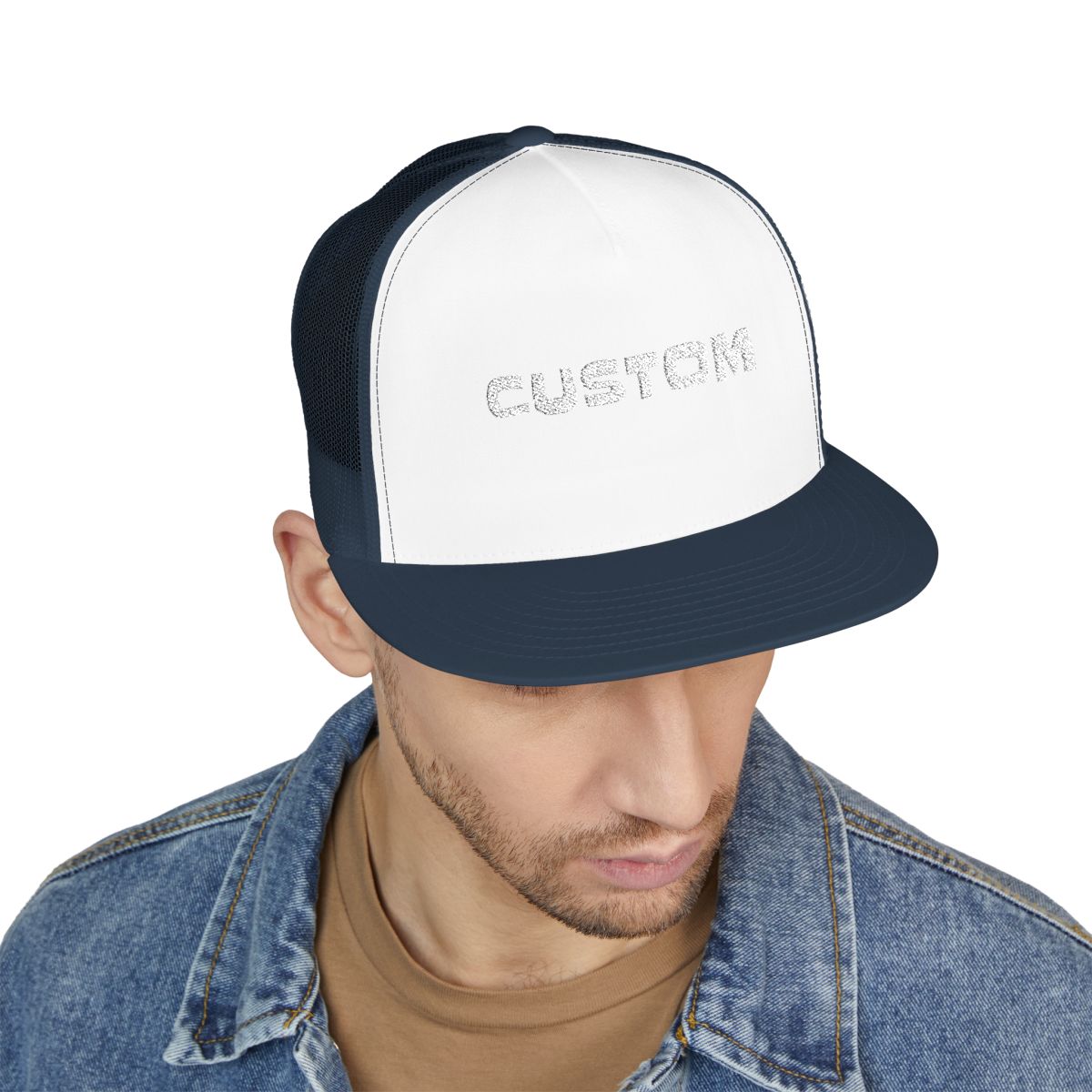 Custom Text Hat 5 Panel Trucker Cap (Embroidery)