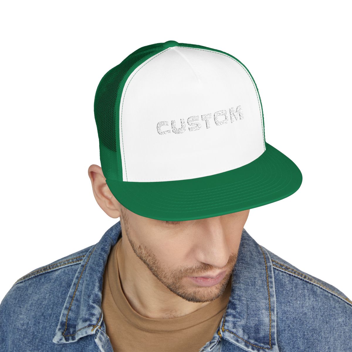 Custom Text Hat 5 Panel Trucker Cap (Embroidery)