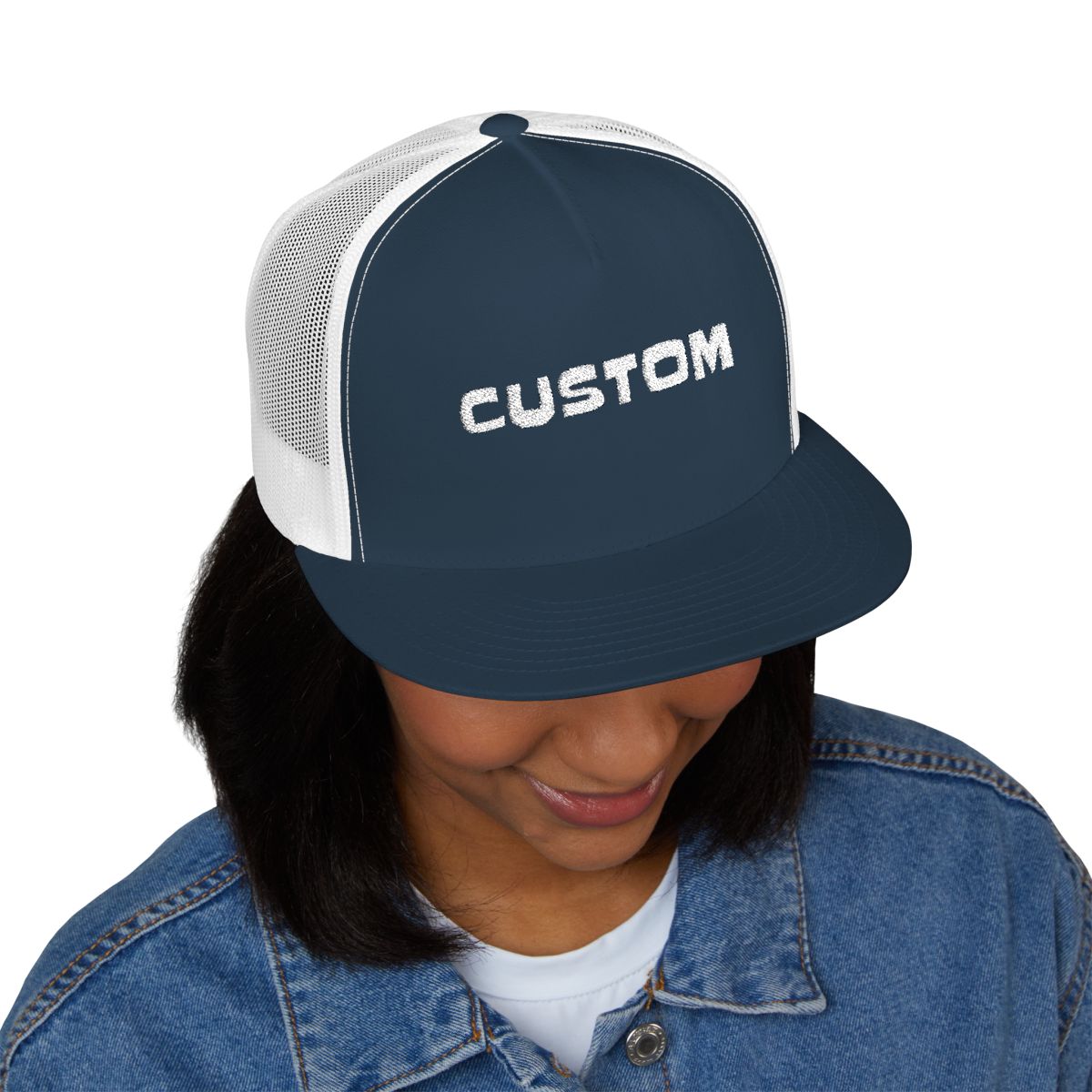 Custom Text Hat 5 Panel Trucker Cap (Embroidery)