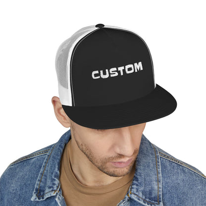 Custom Text Hat 5 Panel Trucker Cap (Embroidery)