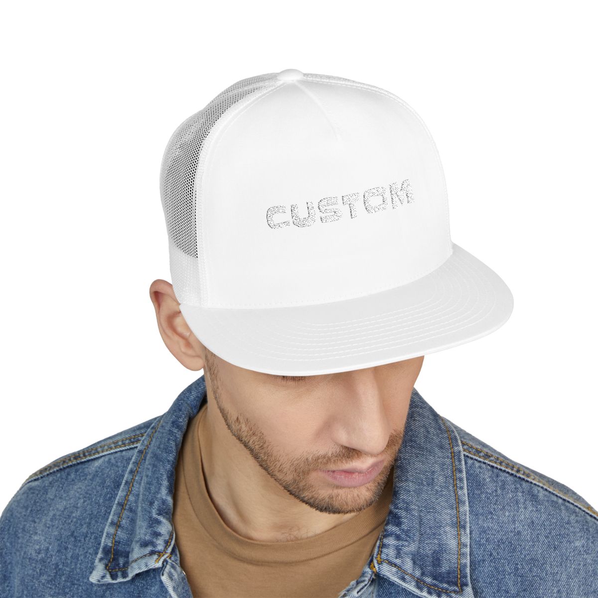 Custom Text Hat 5 Panel Trucker Cap (Embroidery)
