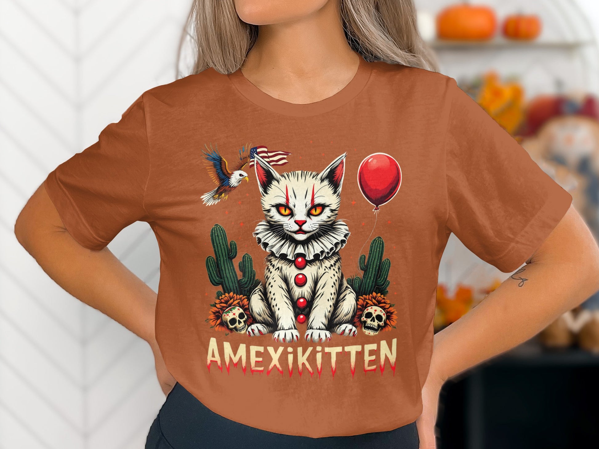 Amexikitten Cat with Balloon Graphic T-Shirt product type