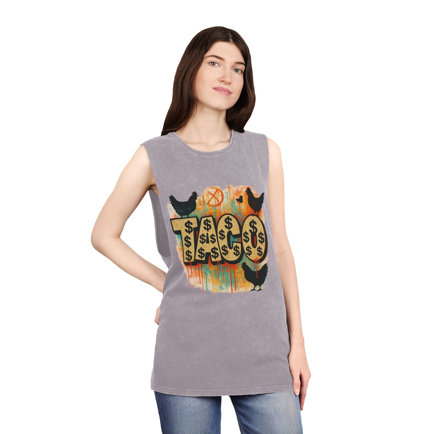Trendy Stonewash Tank Top for Casual Vibes, Unisex Summer Tee, Graphic Muscle Shirt, Festival Wear, Beachwear, Gift Idea