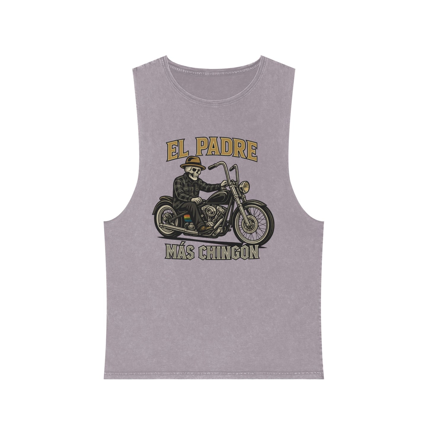El Padre Más Chingón Stonewash Tank Top | Unisex Summer Apparel, Motorcycle Lover Gift, Casual Wear, Father's Day, Birthday Gift